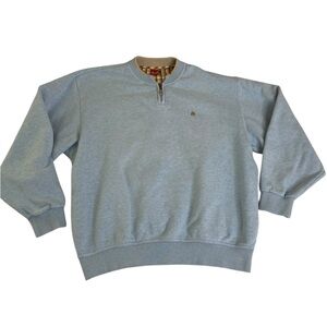 St Bernard Blue Half Zip Sweatshirt Plaid Lined Pullover Dog Logo Size L